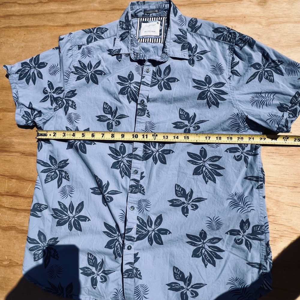 Cactus Man Ricky Singh Mens L Blue Floral Tropical Short Sleeve Button Down - Picture 3 of 6